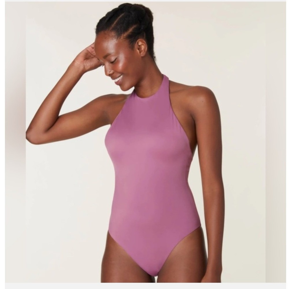 Andie Swim NWT Luzon One Piece Swimsuit Cactus Flower Purple Halter Neck- Size S